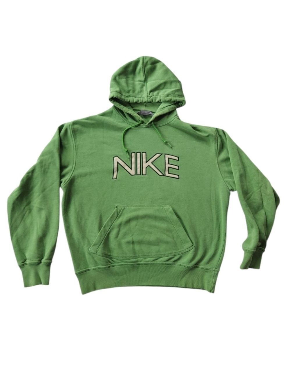 Vintage Y2k Nike Hoodie Mens L Green Pullover Silver Tag Spellout Center